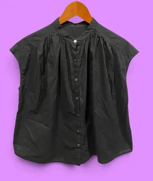 Simply Southern Cute black breezy boxy button front sleeveless peasant top pleated thumbnail 1