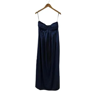 Lulus Memorable Entrance Dark Blue Strapless Satin Maxi Dress size M thumbnail 4