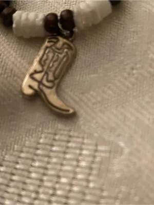 16” Necklace Cowboy Boot Pendant Faux Turquoise Black & White Beads Western thumbnail 5
