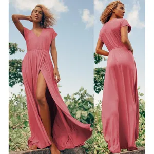 Lulus Easy for Me Rusty Rose Short Sleeve Maxi Dress 44558 Medium thumbnail 2
