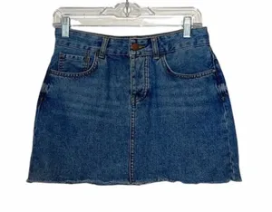 ASOS Denim Micro Mini Skirt Dark Wash Mid-rise Frayed Hem thumbnail 1