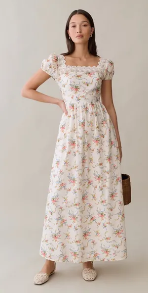 NWT few moda andi cotton dress size 4 sorella vintage bouquet floral maxi lace thumbnail 1