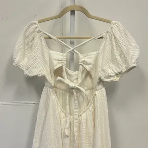 Princess Polly Gauze Off White Textured Puff Sleeve Open Back Mini Dress Size 4‎ thumbnail 5