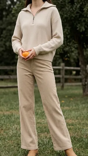 Hollister Beige Half-Zip Knit Sweater thumbnail 1