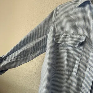 Babaton Relaxed Drapey Twill Button-up Utility Shirt Blue Stripe Size XS thumbnail 5