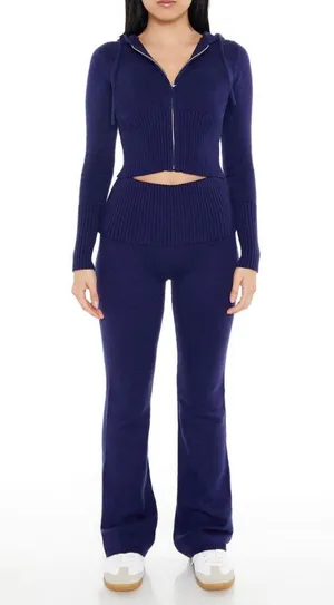 Forever 21 Sweater Knit Hoodie and Bootcut Flare Pants Set thumbnail 2