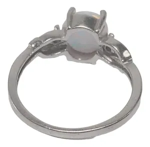 Oval Shape Opal Silvertone Ring 7.75 thumbnail 4