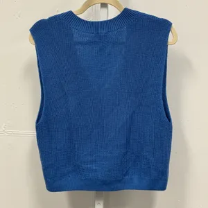 Talbots Blue Wool Blend V-Neck‎ Knit Sweater Vest Sleeveless Small Minimalist thumbnail 2