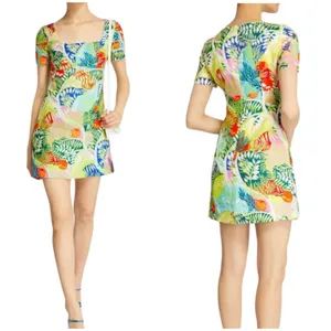 STAUD Sandra Linen Mini Dress Capri Tree thumbnail 2