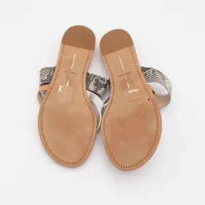 Dolce Vita Sandals Women 8.5 Paddy Tan Silver Snakeskin Strappy Slide Excellent thumbnail 10