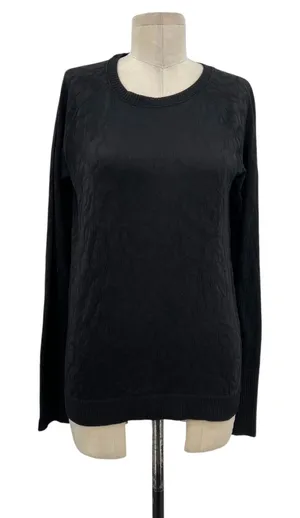 Lululemon Rest Less Pullover Long Sleeve Textured‎ Black Size 10 thumbnail 1