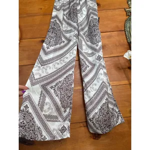 NWT Lulus Western Direction Ivory Scarf Print Satin Strapless Jumpsuit Cruise L thumbnail 4