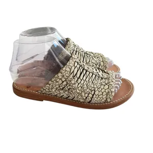 FREEBIRD by Steven Willow Leather Embossed Strappy Sandals Cream Tan Size 7 thumbnail 3