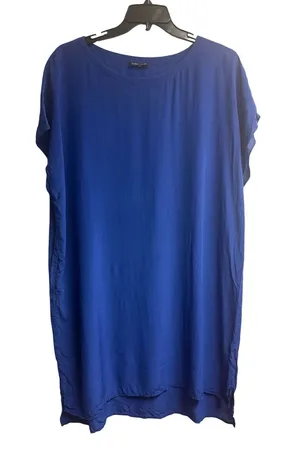 Eileen Fisher Blue 100% Silk Midi Dress Size Large thumbnail 1