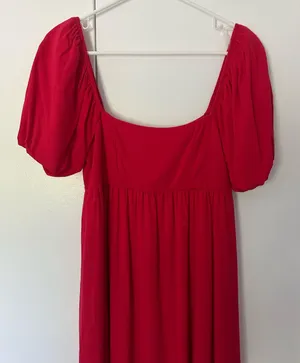 Altar'd State Red puff sleeve dress thumbnail 1