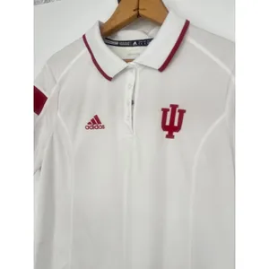 Indiana University Hoosiers Adidas‎ Climalite Polo Women's White Red Size Large thumbnail 2