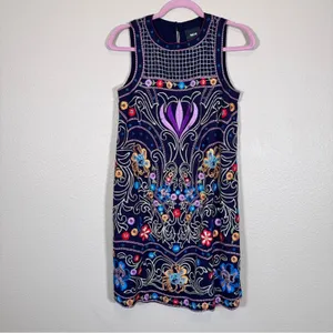Maeve Anthropologie Blue Floral Embroidered Mini Shift Dress Womens 2 Sleeveless thumbnail 13