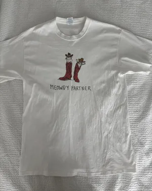 White “Meowdy Partner” Tee Shirt Size L thumbnail 1