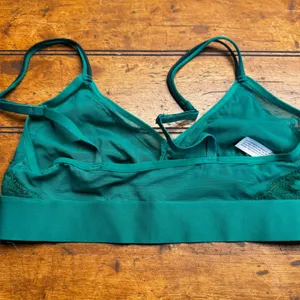 Auden Womens Emerald Green Floral‎ Lace Bralette Wireless Mesh Lined Size S thumbnail 2