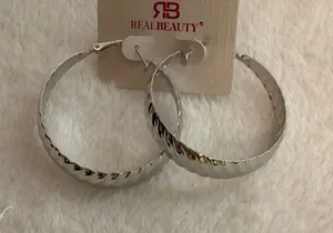 Real Beauty Silver Twisted Hoop Earrings thumbnail 1