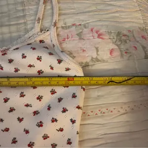 Brandy Melville White Tank Top with Red Floral Pattern thumbnail 5