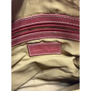 Sophia Caperelli Shoulder Bag Small Monogram Tan Brown Red Leather Trim‎ Trim thumbnail 5
