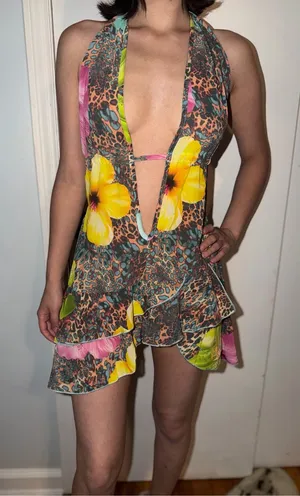 Kids One-Piece Halter Romper in Multicolor Floral Print thumbnail 1