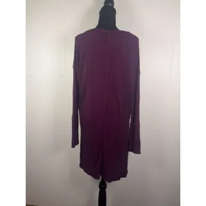 Free People We The Free Purple Thermal Waffle Knit Layered Tunic Top L thumbnail 3