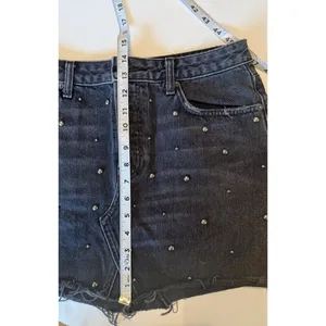 Reformation Black‎ Denim Mini Skirt Sz 28 Pacific Wash Studs Goth Festival EUC thumbnail 9