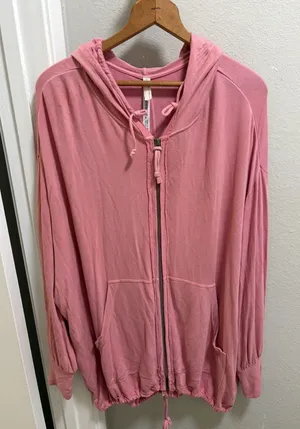 Free People Movement Pink Oversized Slouchy Hoodie Sz M thumbnail 1