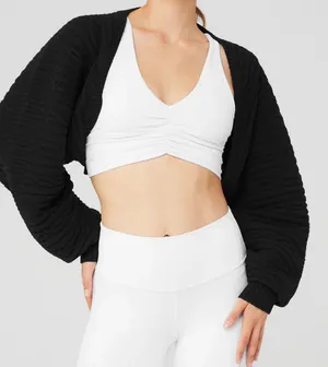 Alo Cable Knit Shawl Black One Size thumbnail 1