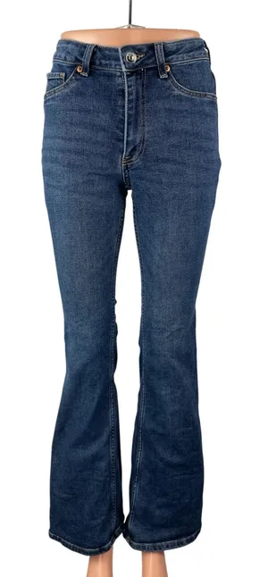 H&M Women's Blue Mid Rise Flared Y2k Bootcut Bell Bottom Denim Jeans Size 4 thumbnail 1