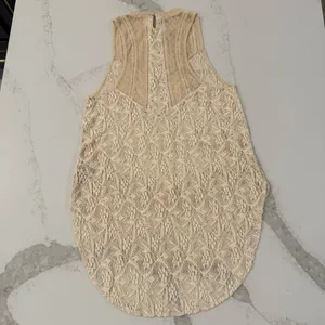 Free People Modern Lace Mesh Maisie Tunic Sleeveless Top Women’s Medium Cream thumbnail 7