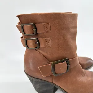 BCBGeneration Toni Ankle Boots Brown Leather Buckle Moto Booties Womens 9M EUC thumbnail 2