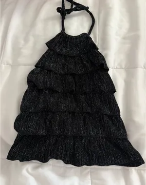 H&M Black Sparkly Top Divided Halter thumbnail 1