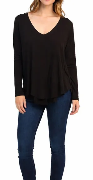 GAP Luxe Size Medium Black Open-Back Long-Sleeve Shirt thumbnail 1