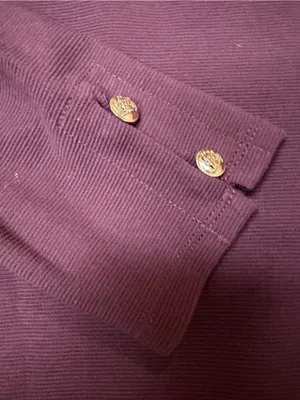 Ann Taylor Burgundy Mock Neck Layered Shirttail Top Large Gold Buttons thumbnail 6