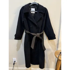 Abercrombie & Fitch Women Black Wool Double Breasted Overcoat Size Medium P thumbnail 2