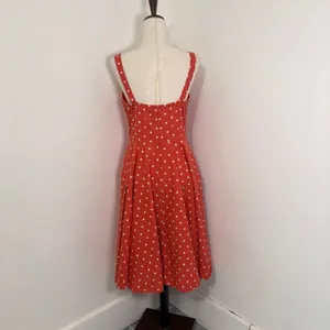 Bailey Blue Coral Polka Dot Fit Flare Swing Dress Sz L thumbnail 3