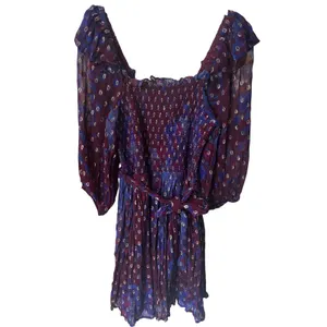 Cleobella Elizabeth Mini Dress‎ Size XS Purple Confetti Metallic Bubble Sleeve thumbnail 3