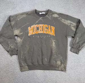 Missguided Michigan Crewneck Bleach Wash Distressed College Sweatshirt Oversized thumbnail 1