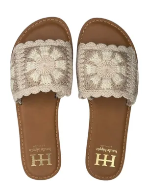 new Haute Hippie ✌︎︎ Rianne Crochet Mandala Flat Sandals Slides ✌︎︎ Cream ✌︎︎ 7M thumbnail 9