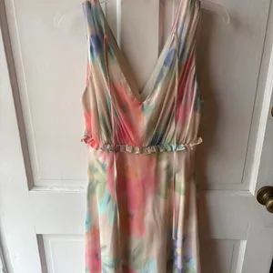 Taylor Maxi Dress Womens 12 Empire Waist Watercolor Tie Dye Lined Wedding thumbnail 7