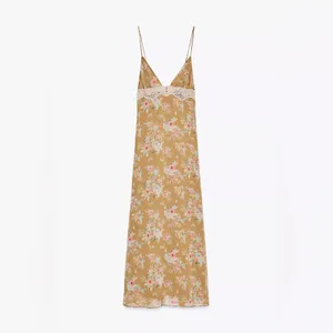 NWT Zara Floral Lace Slip Dress Lingerie-Inspired Midi Dress Spaghetti Strap XS thumbnail 7