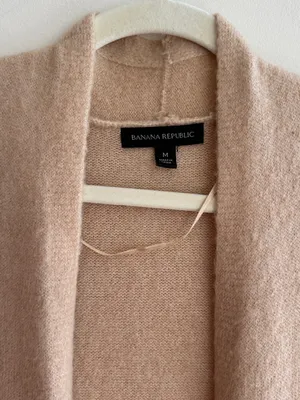 Banana Republic Long Lightweight Open Cardigan, Tan, Size Medium thumbnail 8