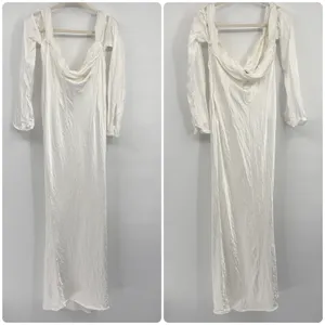 MESHKI Womens Giselle Off Shoulder Cowl Neck Elegant Bridal Midi Dress XXL White thumbnail 4