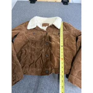 BBJ Los Angeles Women's Brown Cotton Sherpa Lined Trucker Jacket Pockets Sz XL thumbnail 3