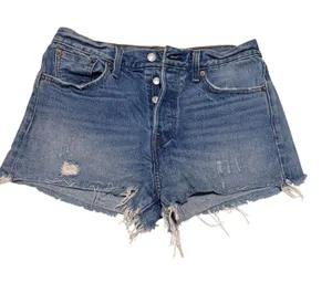 Levi's 501 Denim Shorts Womens 29 Blue Excellent White Oak Cone‎ Denim Cutoffs thumbnail 1
