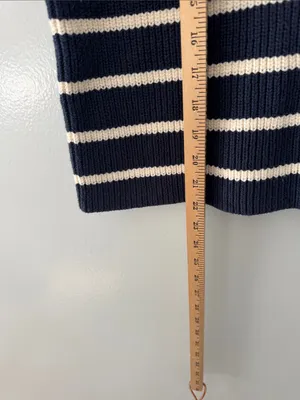 Zara Navy and Cream Striped Knit Vest Size Large Summer Travel Business Casual thumbnail 3