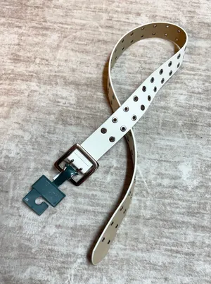 Wild Fable Womens XS White Faux Leather Vegan Studded Belt New Skater Punk Rock thumbnail 1